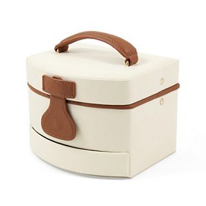 Bey-Berk Ivory Leather Jewelry Box