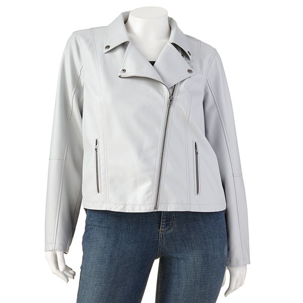 Plus Size Jennifer Lopez Asymmetrical Faux-Leather Jacket