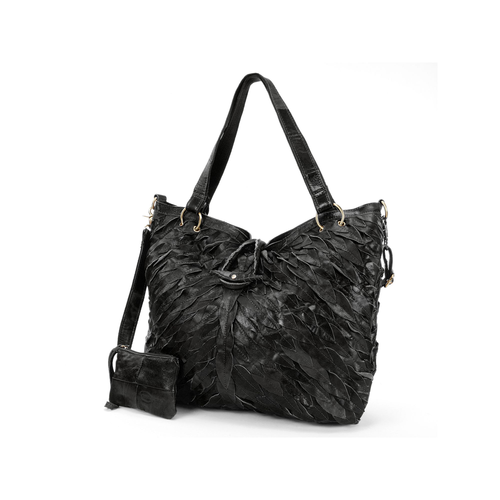 AmeriLeather Sana Leather Convertible Tote, Black