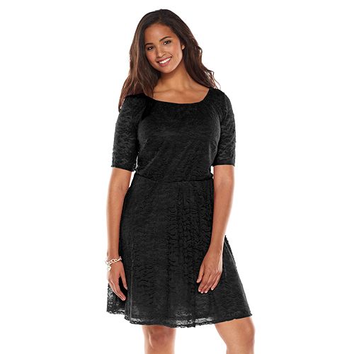 Juniors Plus Size Wrapper Lace A Line Dress