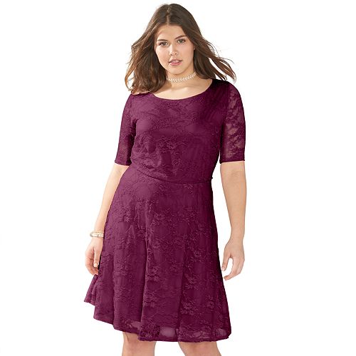 Juniors Plus Size Wrapper Lace A Line Dress 