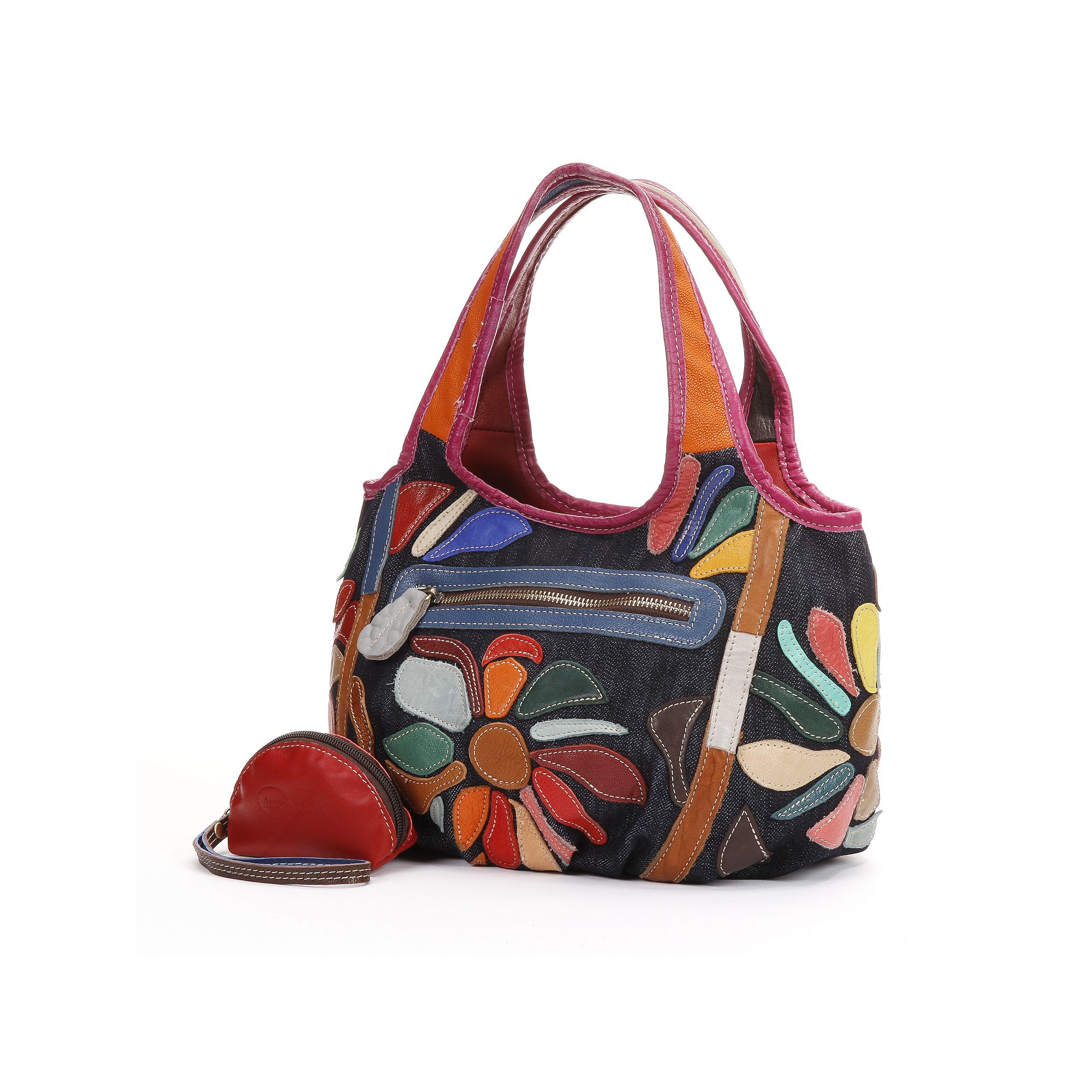 AmeriLeather Avie Mini Leather Satchel, Rainbow