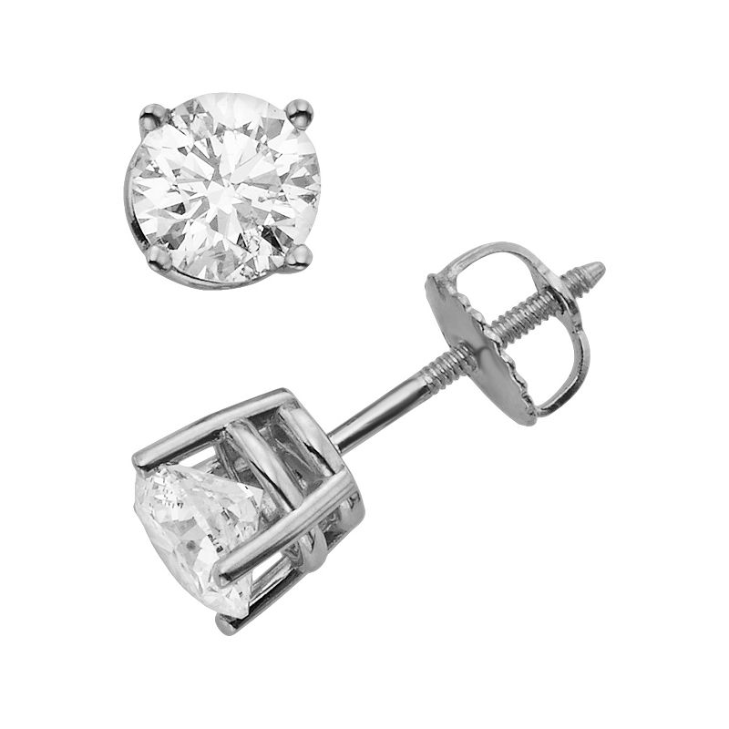 18k White Gold 1 1/2-ct. T.W. Round-Cut Colorless Diamond Solitaire Earring