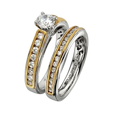 Round-Cut IGL Certified Diamond Engagement Ring Set in 14k Gold Two Tone (1 1/4 ct. T.W.)