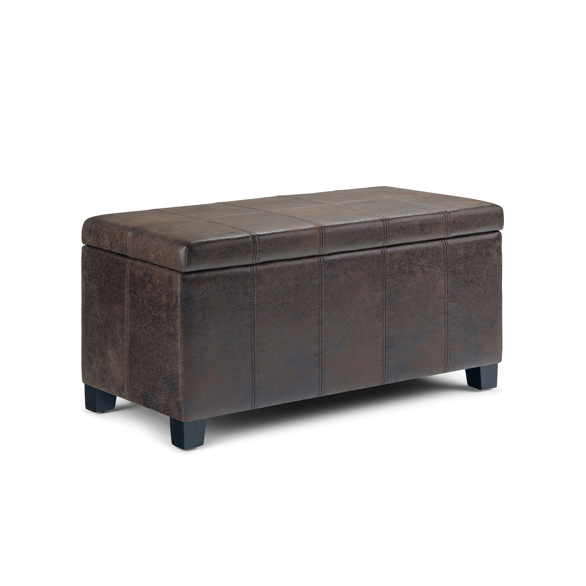 Simpli Home Dover Storage Ottoman Bench, Dark Brown