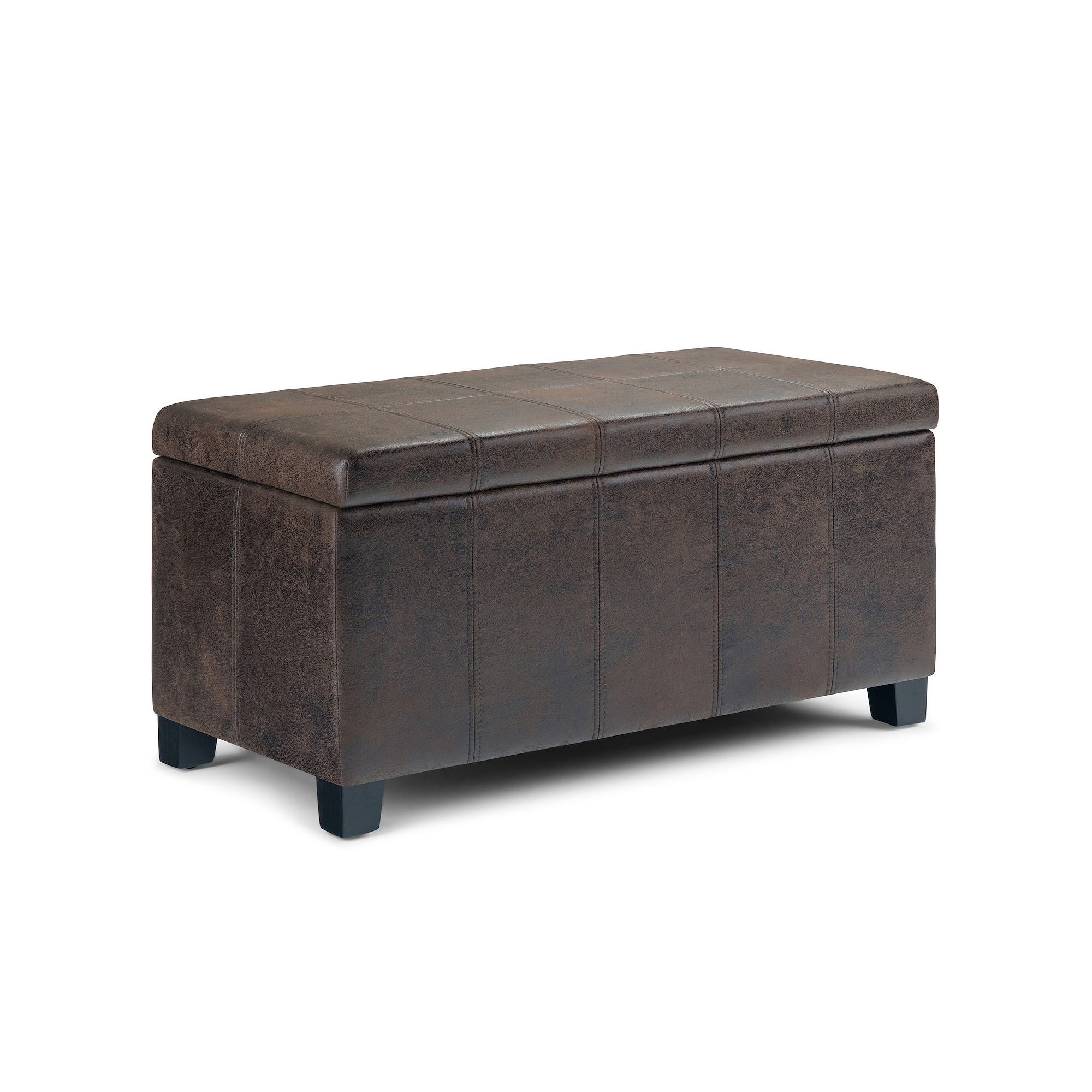 Simpli Home Dover Storage Ottoman Bench, Distressed Brown