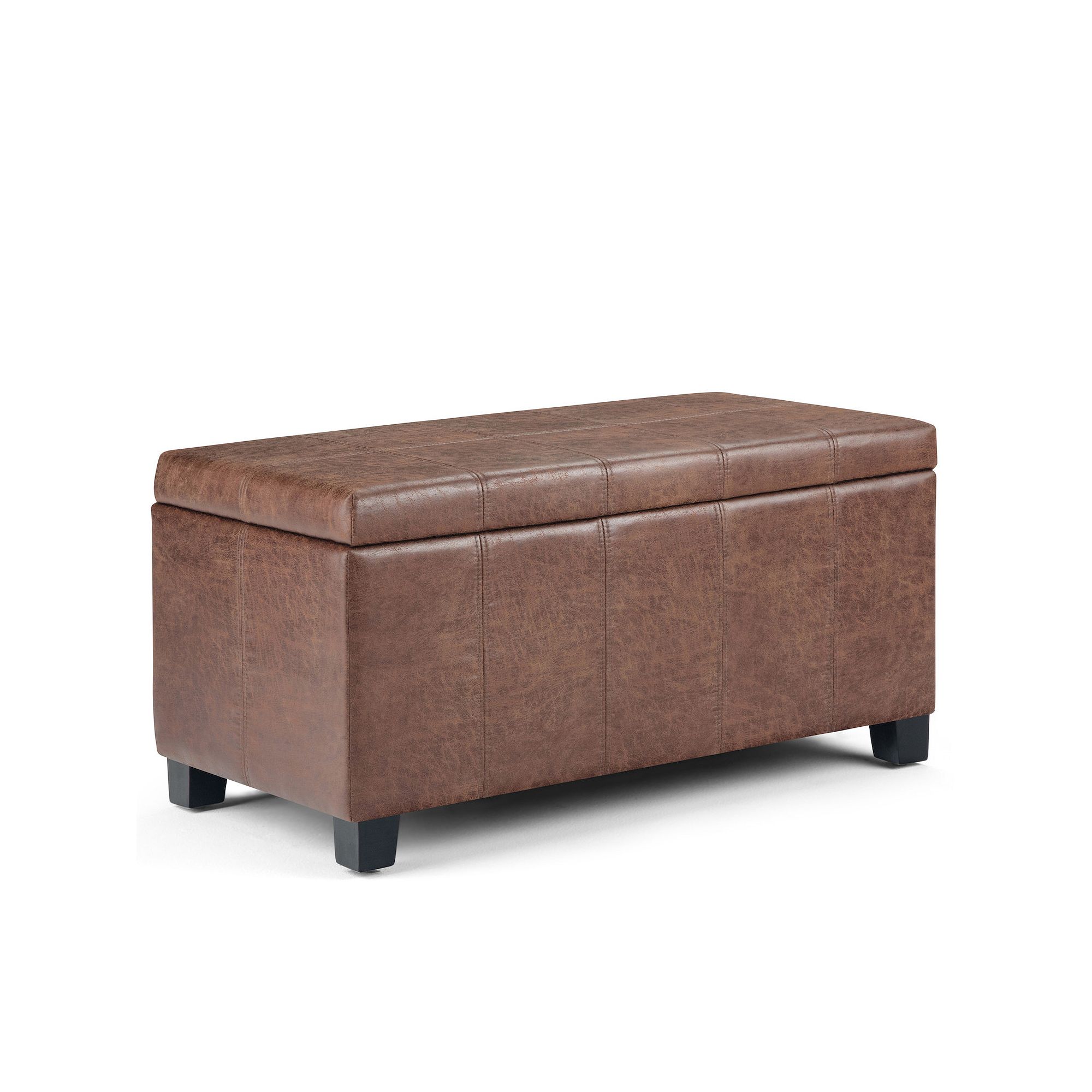 Simpli Home Dover Storage Ottoman Bench, Distressed Umber Brown