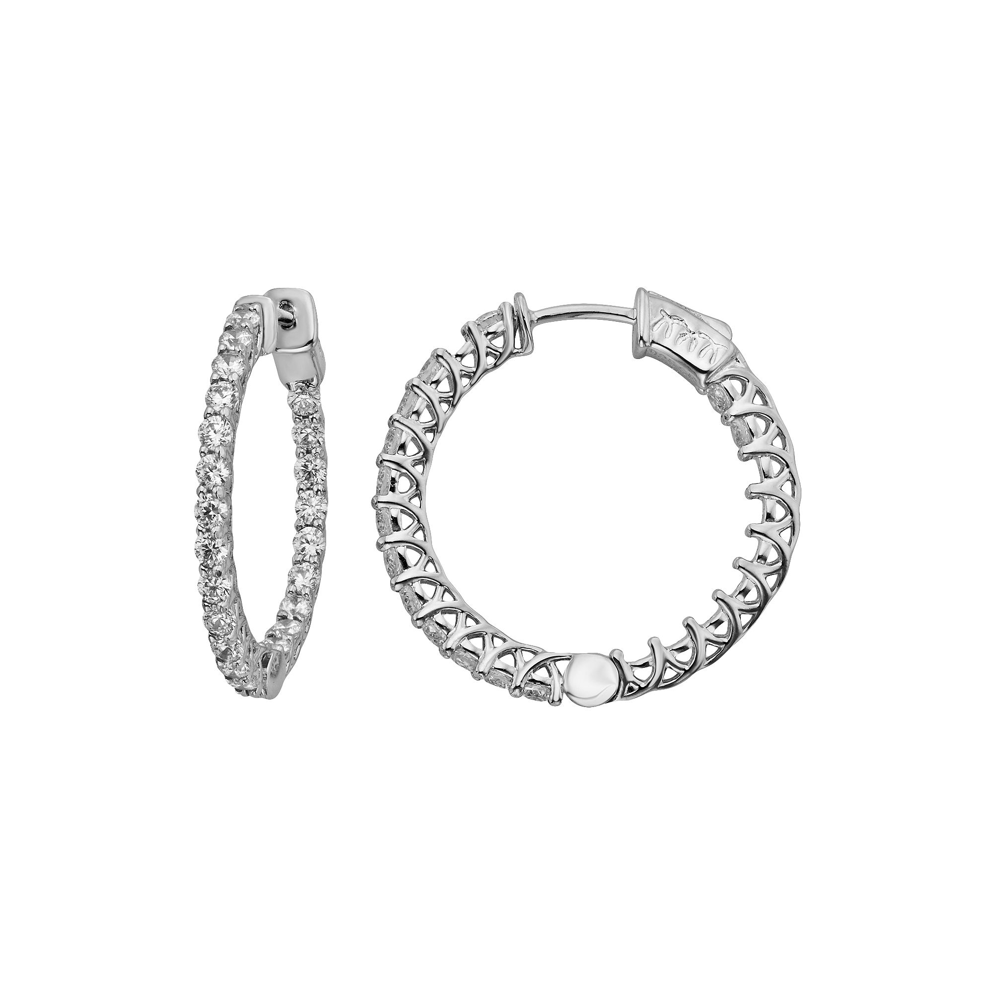 Diamonore Sterling Silver 2-ct. T.W. Simulated Diamond Hoop Earrings, Women