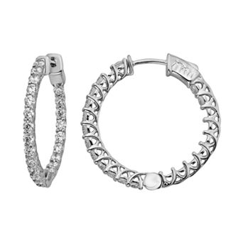 Diamonore Sterling Silver 2 ct T.W. Simulated Diamond Hoop Earrings