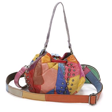 AmeriLeather Qmetal Patchwork Leather Mini Shoulder Bag