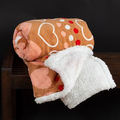 Hearts Fleece and Sherpa Throw