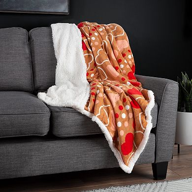 Hearts Fleece and Sherpa Throw