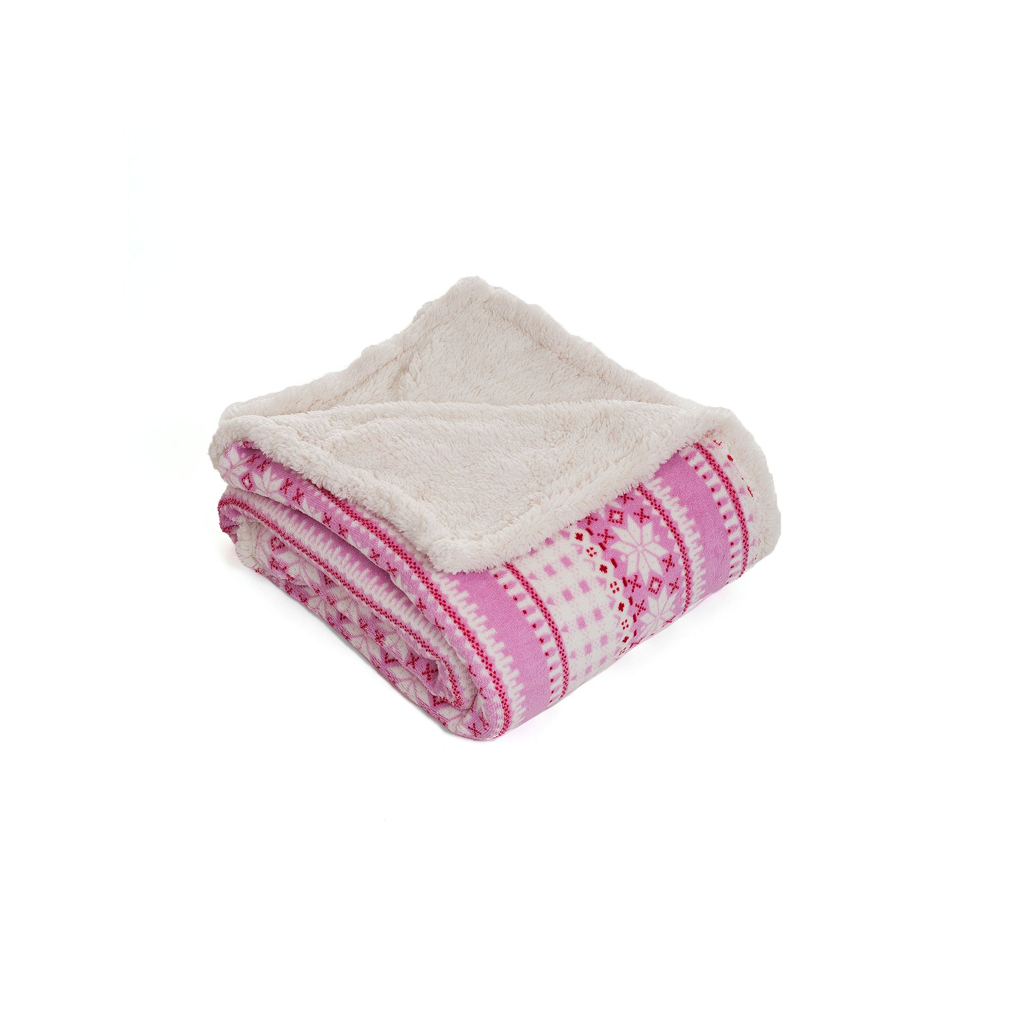 Stars Fleece & Sherpa Throw, Pink
