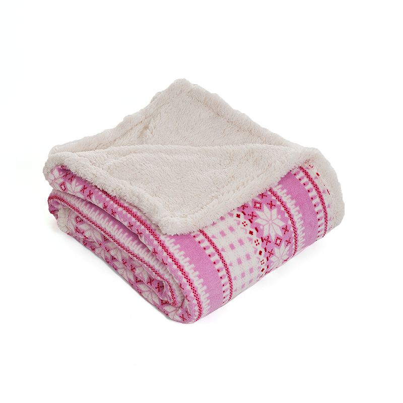 Stars Fleece & Sherpa Throw, Pink