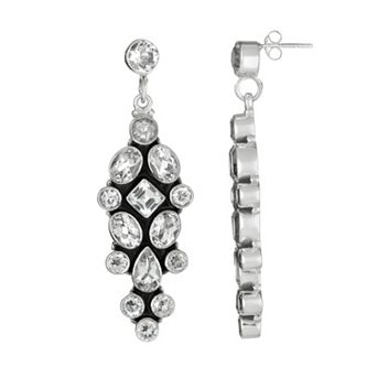 Celebration Gems Sterling Silver Crystal Quartz Drop Earrings