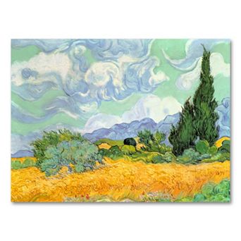 18'' x 24'' ''Wheatfield with Cypresses, c. 1889'' Canvas Wall Art by Vincent van Gogh