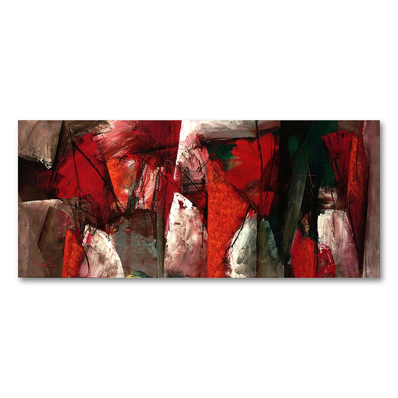 14 x 32 Abstract X Canvas Wall Art by Lopez, Red