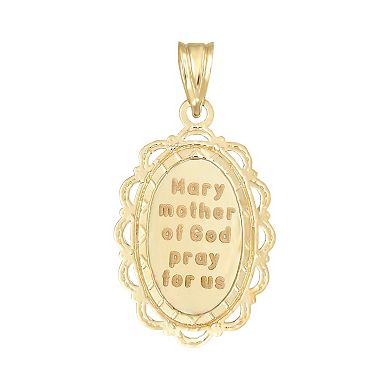 Everlasting Gold 10k Gold Two Tone Blessed Mary Oval Pendant