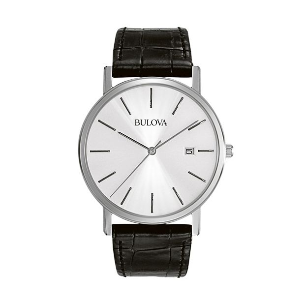 Bulova Men's Dress Leather Watch - 96B104, Black