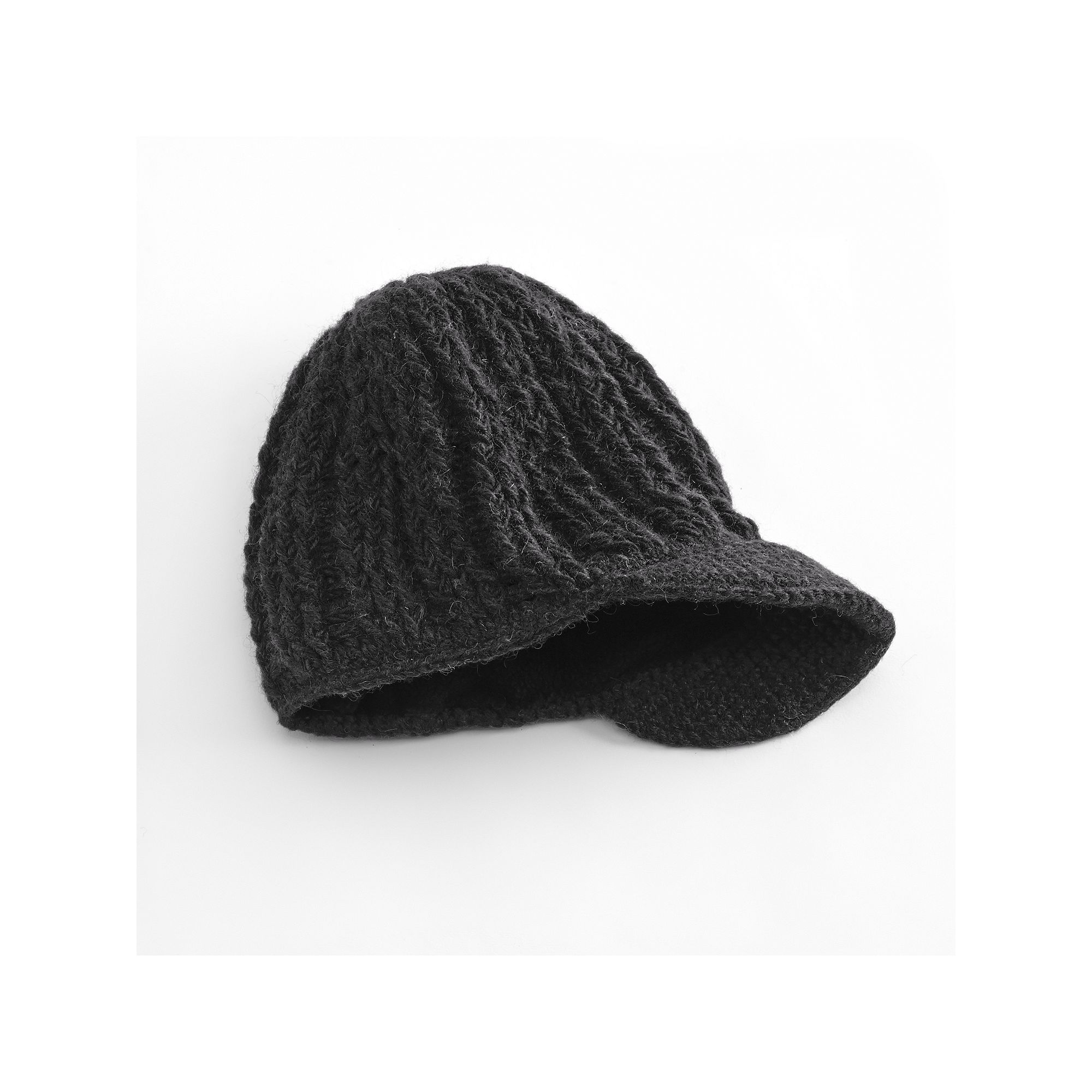 SIJJL Crochet Brim Wool Hat, Black