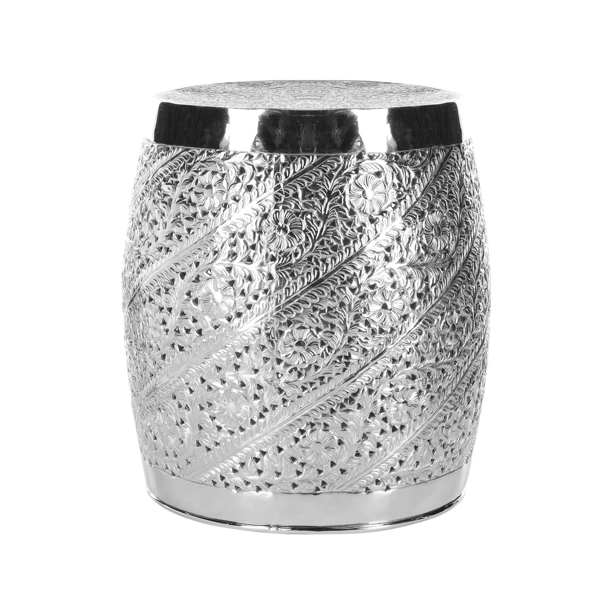 Safavieh Liam Etched Stool, Nickel Plated
