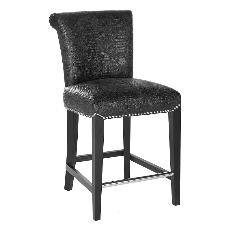 SAFAVIEH Seth Counter Stool Black / Crocodile