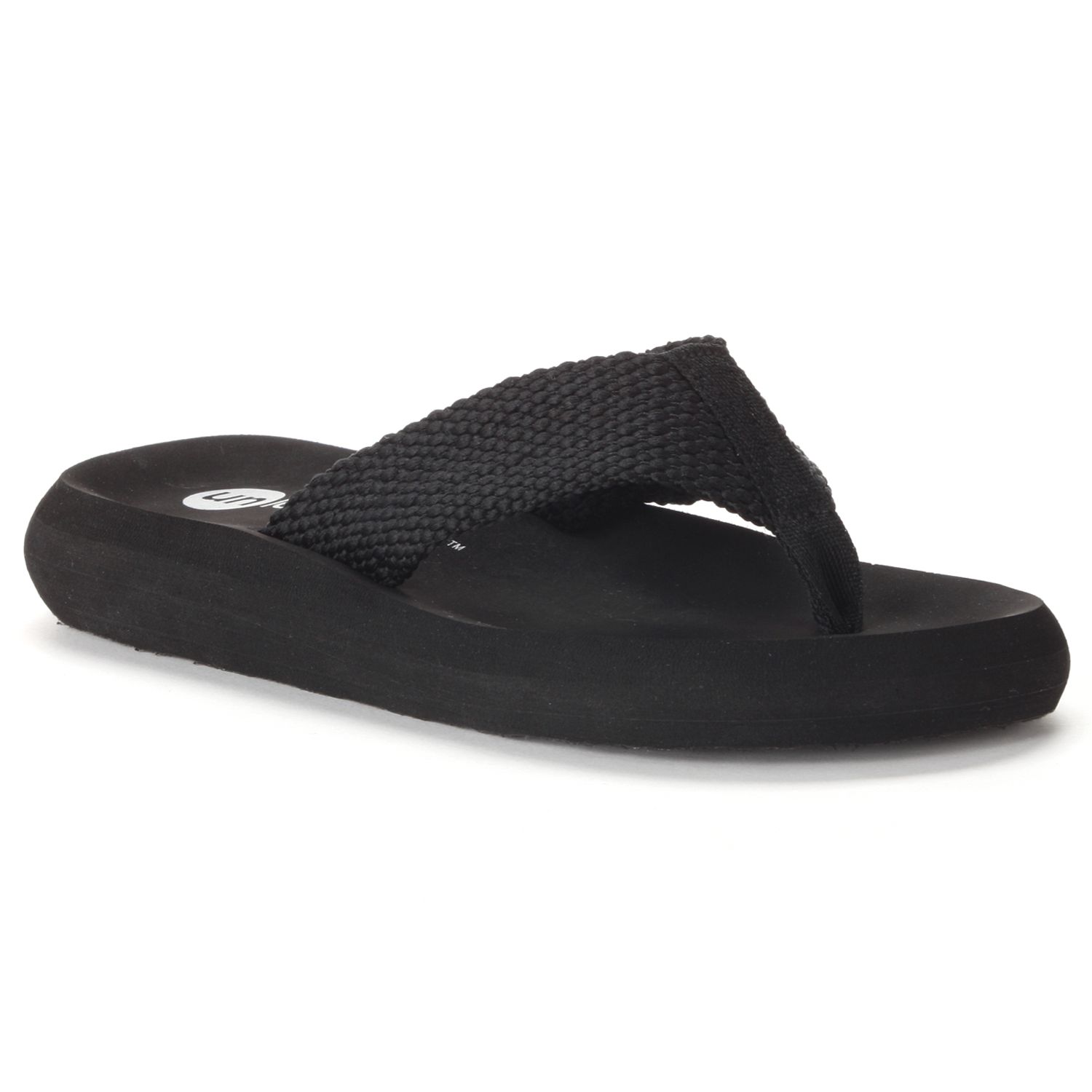 black dog flip flops