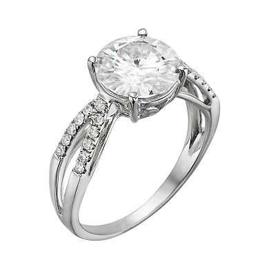 Forever Brilliant Round-Cut Lab-Created Moissanite Crisscross Engagement Ring in 14k White Gold (3 ct. T.W.)