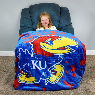 College Covers Kansas Jayhawks Raschel Throw Blanket