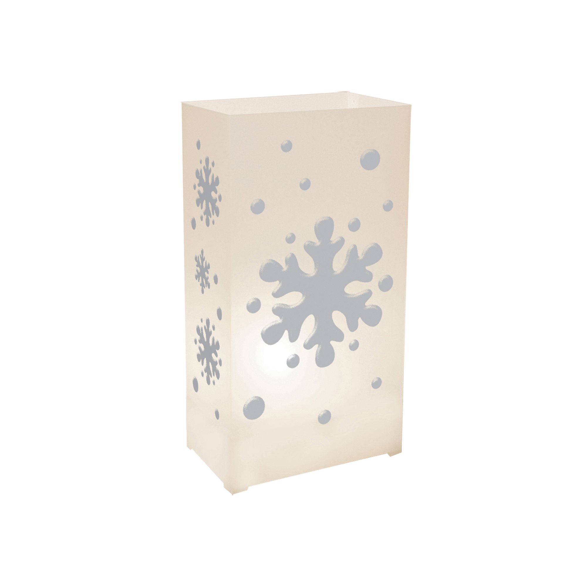 LumaBase Snowflake Plastic Luminaria Lantern 10-piece Set, Silver