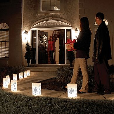 LumaBase Snowflake Plastic Luminaria Lantern 12-piece Set