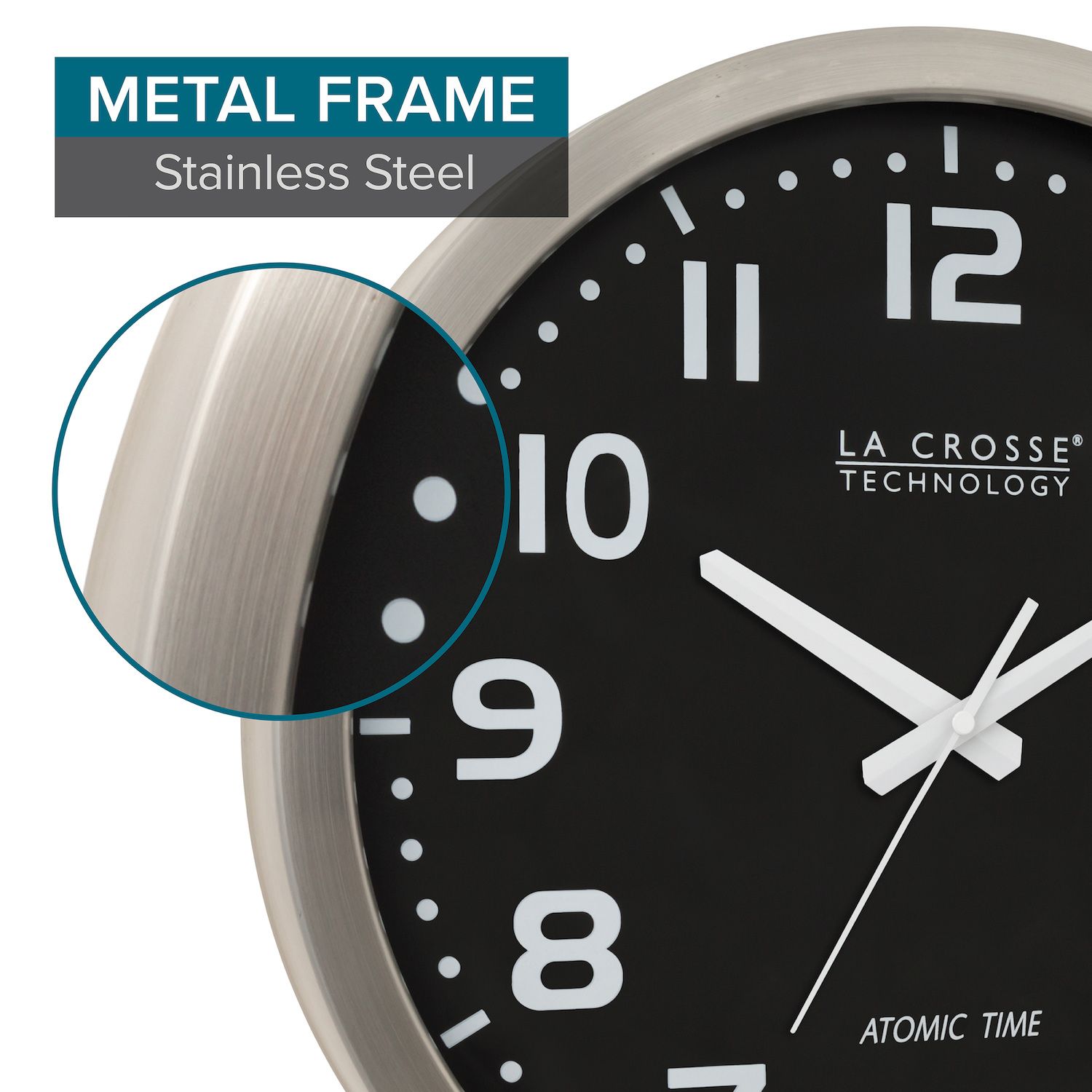 La Crosse Technology WT-3143A-INT 14-Inch Atomic Wall Clock – Black, Self-Setting