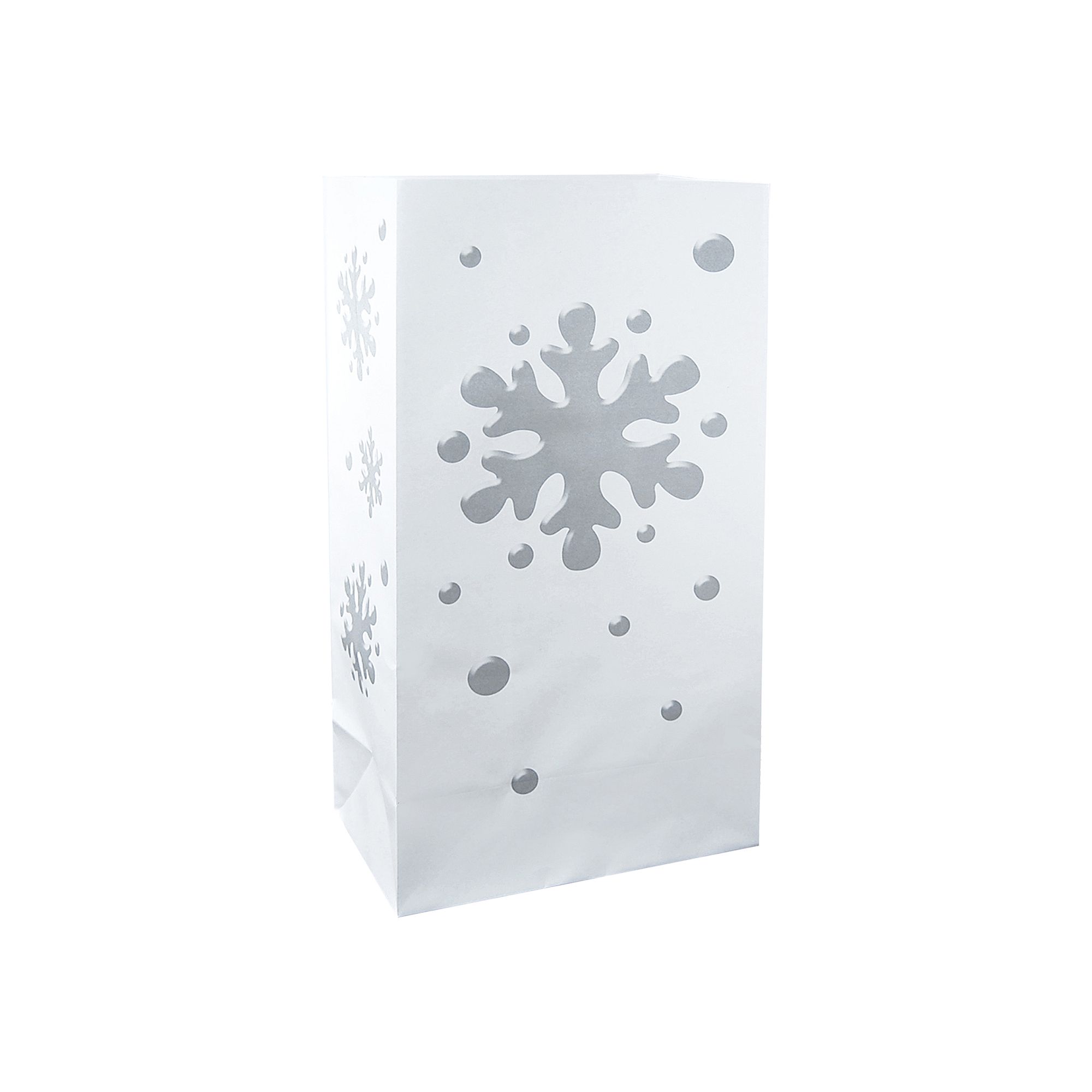 LumaBase 12-pk. Snowflake Flame-Resistant Luminaria Lantern Bags, Silver