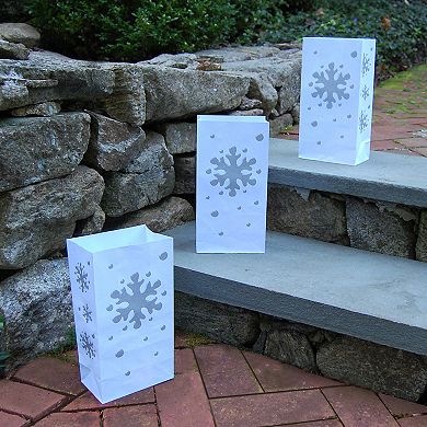 LumaBase 24-pk. Snowflake Luminaria Bags