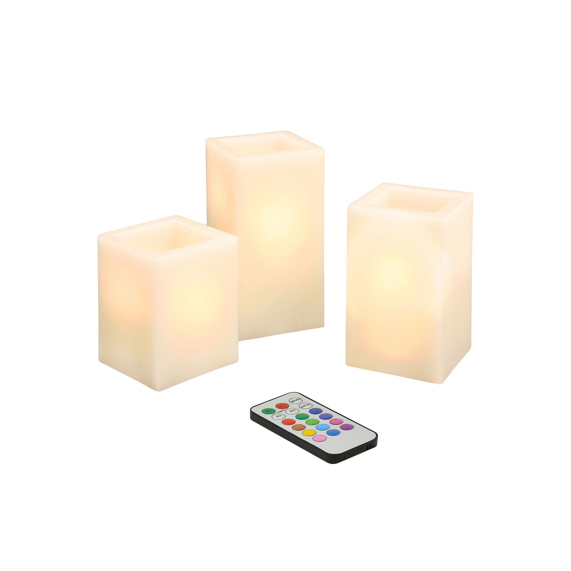 LumaBase 3-pc. LED Square Candle Set, Ivory