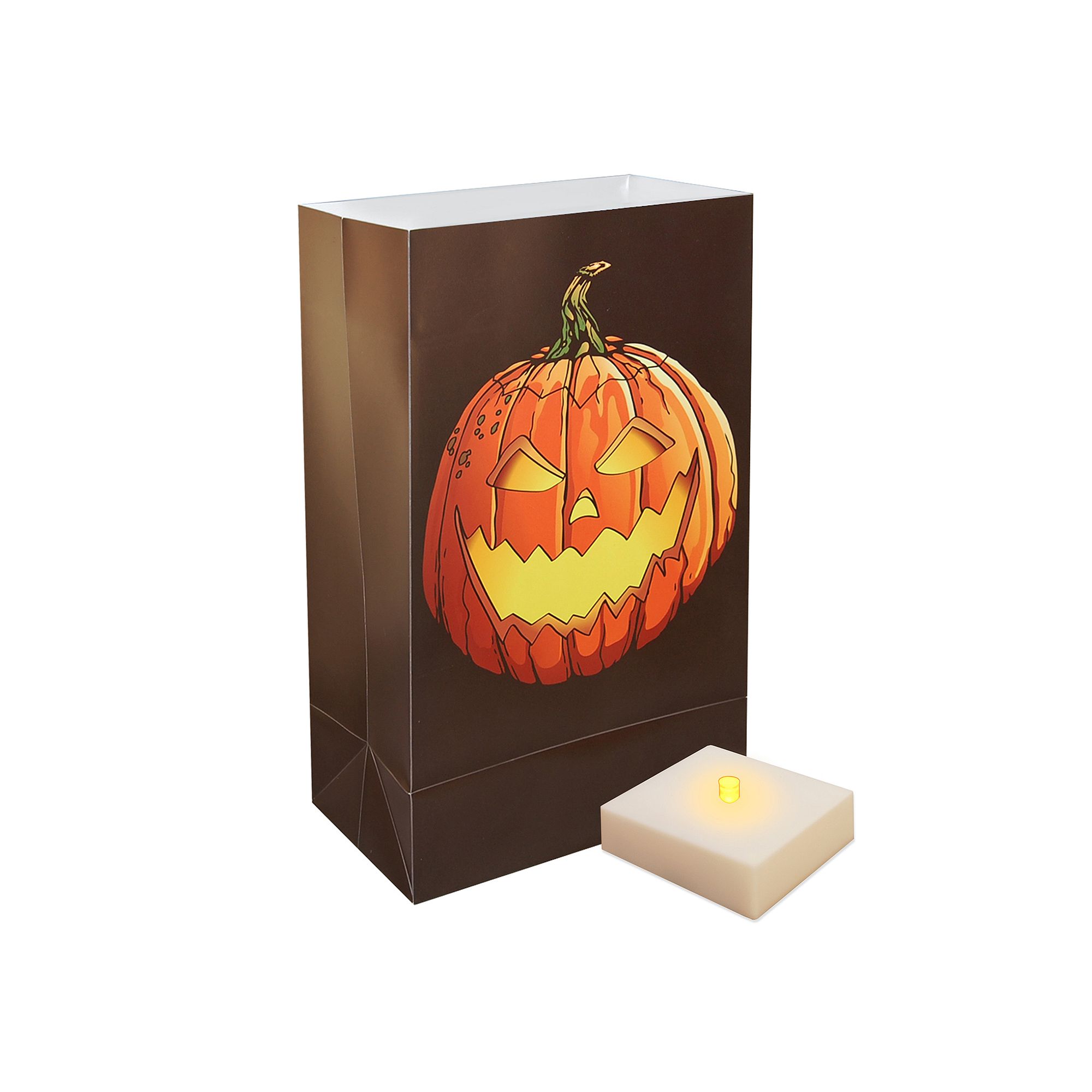LumaBase 6-pk. Jack-o-Lantern Timer LumaLite Luminarias, Orange