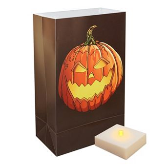 LumaBase 6 pk Jack-o'-Lantern Timer LumaLite Luminarias