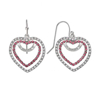 AMORE by SIMONE I. SMITH Platinum Over Silver Crystal Heart Drop Earrings