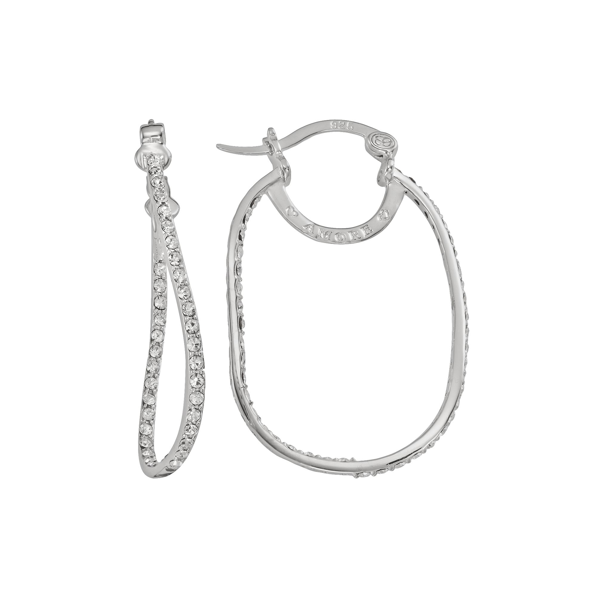 AMORE by SIMONE I. SMITH Platinum Over Silver Crystal Rectangular Inside-Ou