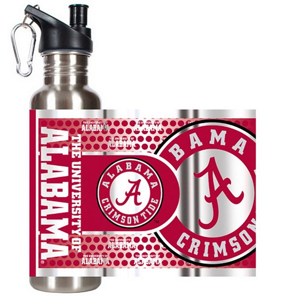 Alabama Crimson Tide Steel Water Bottle with leather Football wrap 26 oz  NEW