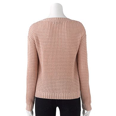 Women's Jennifer Lopez Lurex Waffle-Stitch Sweater
