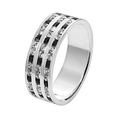 Traditions Silver Plated Crystal Multirow Ring