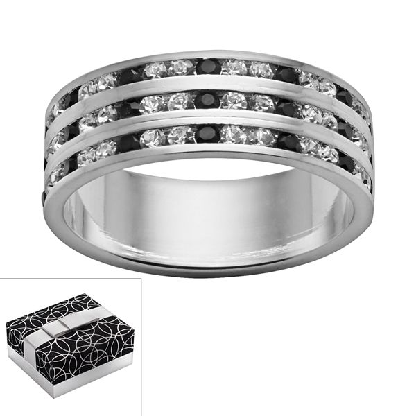 Traditions Silver Plated Crystal Multirow Ring