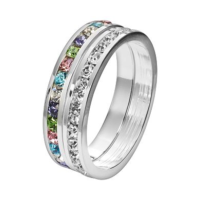 Traditions Jewelry Company Silver-Plated Crystal Eternity Ring Set