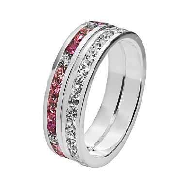 Traditions Jewelry Company Silver-Plated Crystal Eternity Ring Set