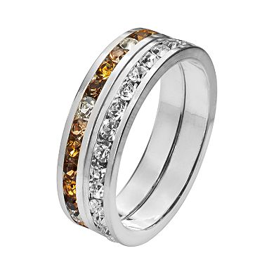Traditions Silver-Plated Crystal Eternity Ring Set
