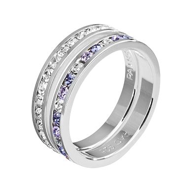 Traditions Silver-Plated Crystal Eternity Ring Set