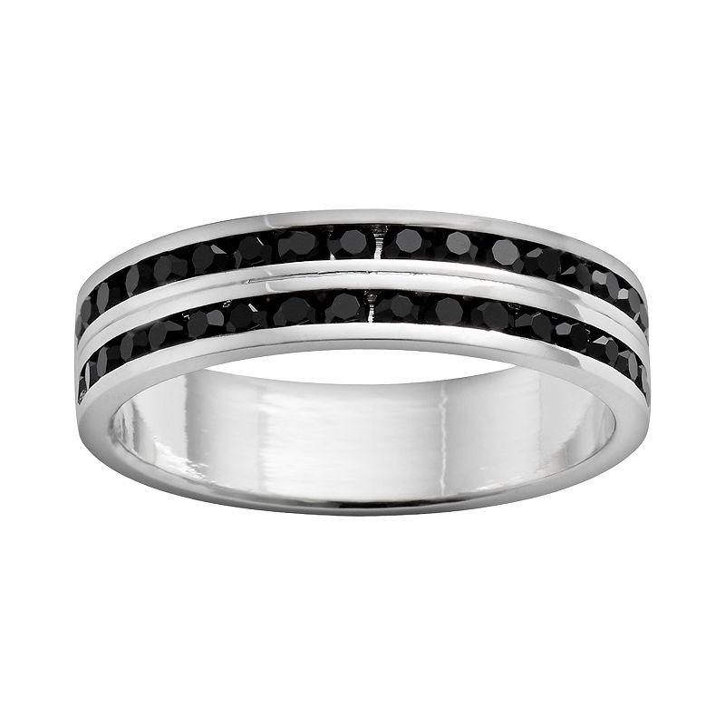 Traditions Jewelry Company Silver-Plated Crystal Eternity Ring Set, Women's, Size: 7, Black