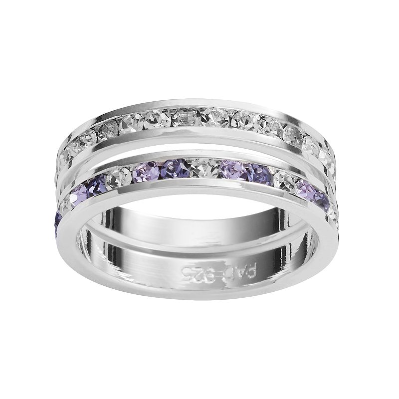Traditions Jewelry Company Silver-Plated Crystal Eternity Ring Set, Women's, Size: 7, Purple