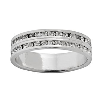 Traditions Jewelry Company Silver-Plated Crystal Eternity Ring Set
